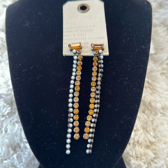 Anthropologie Jewelry - New Anthropologie dangle topaz and pearl fashion earrings